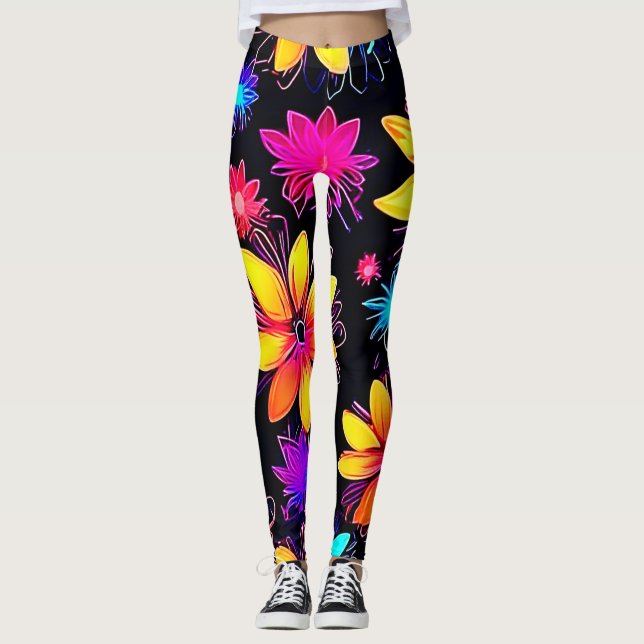 Leggings Patrón floral Vivid Neon (Anverso)