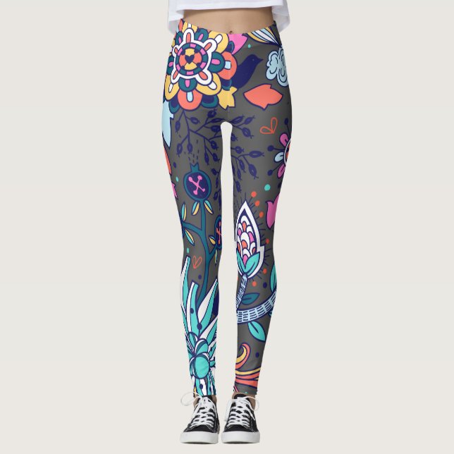 Leggings Patrón Floral Y Glamuroso Sensación De Primavera S (Anverso)
