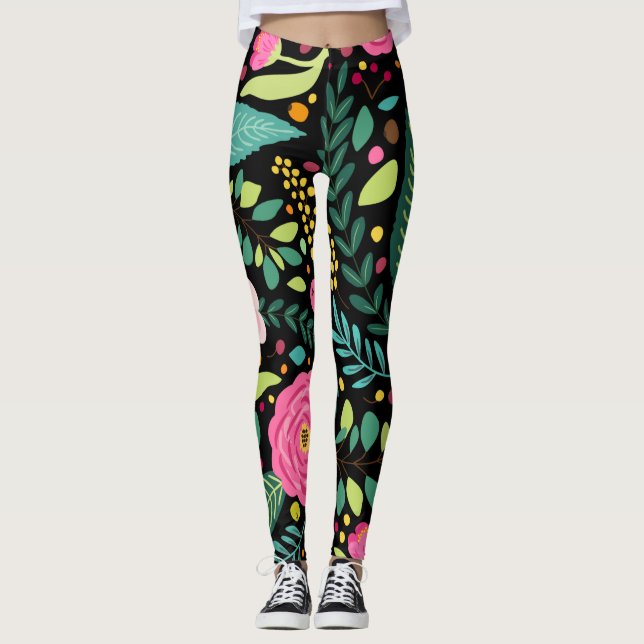Leggings Patrón Floral Y Glamuroso Sin Marea (Anverso)