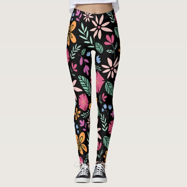 Leggings Patrón Floral Y Glamuroso Sin Marea Natural (Anverso)