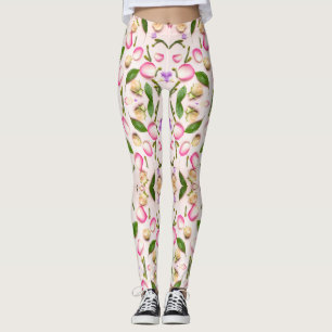 Leggings Patrón follaje de hojas amarillas y verdes