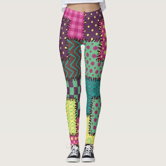 Leggings Patrón: fondo de patrones diversos (Anverso)