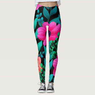 Leggings Patrón Foral Y Glamuroso De Primavera Natural