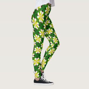 Leggings Patrón frangipano amarillo