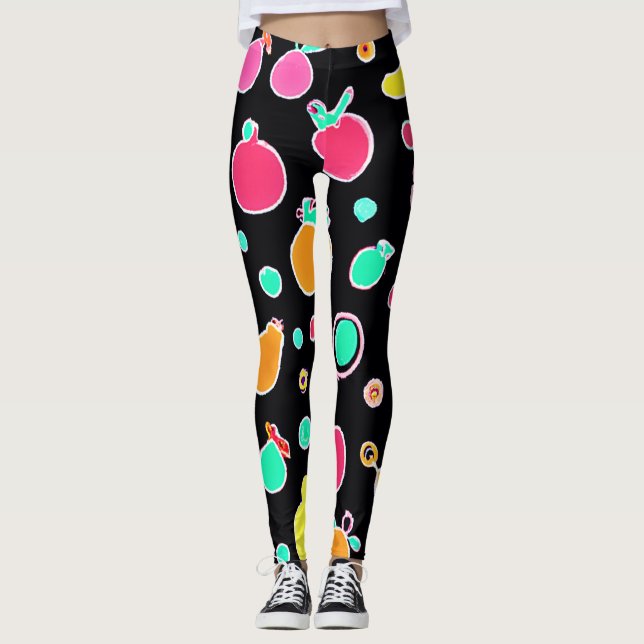 Leggings Patrón Fructífero Neón Vívido (Anverso)