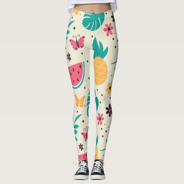Leggings Patrón Fruta tropical sandía piña (Anverso)