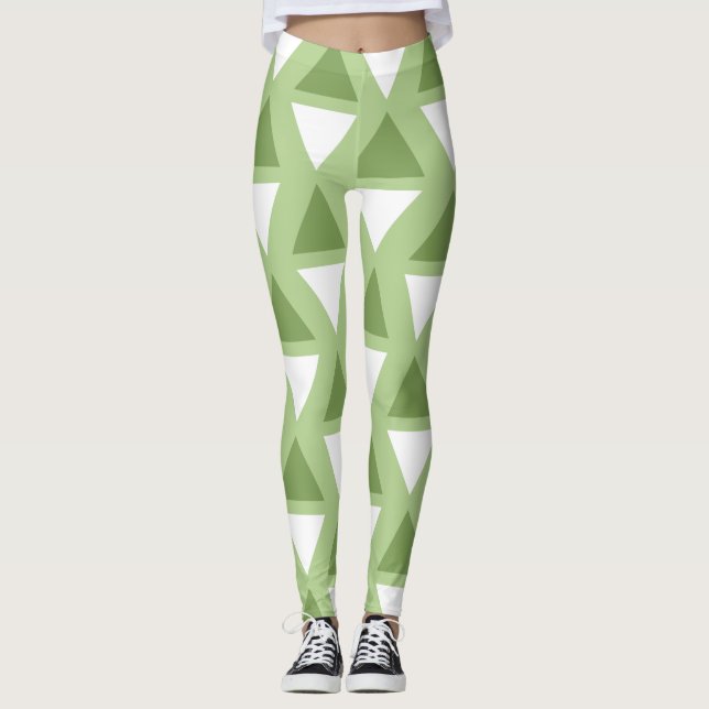 Leggings Patrón geoemétrico verde pastel simple (Anverso)