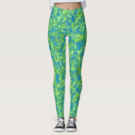 Leggings Patrón geométrico abstracto azul verde
