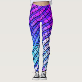 Leggings Patrón geométrico abstracto degradado púrpura de m