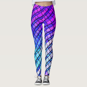 Leggings Patrón geométrico abstracto degradado púrpura de m