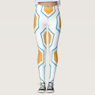 Leggings Patrón geométrico abstracto hexagonal en blu naran