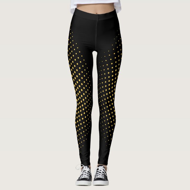 Leggings Patrón geométrico abstracto moderno de oro negro p (Anverso)