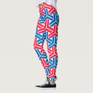 Leggings Patrón geométrico abstracto rojo blanco y azul