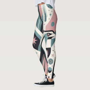 Leggings Patrón geométrico águila retro atómica