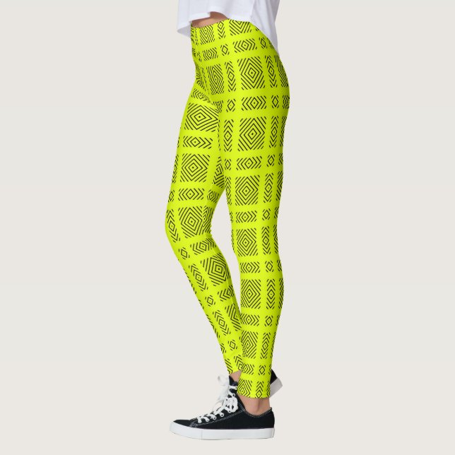 Leggings Patrón geométrico amarillo limón (Izquierda)