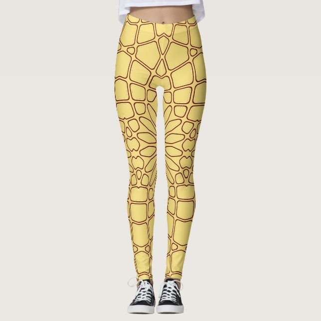 Leggings Patrón geométrico amarillo "Ratti_Creative_Arts" (Anverso)