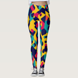 Leggings Patrón geométrico amarillo rosa azul amarillo de t