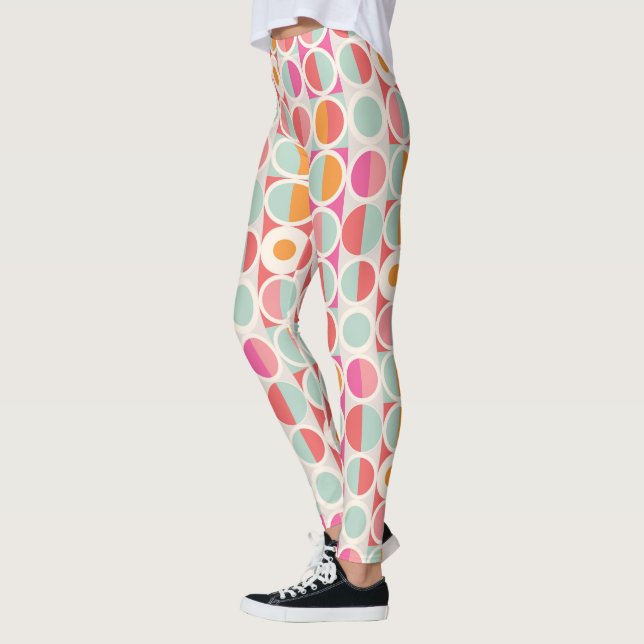 Leggings Patrón geométrico azul Naranja rosa (Izquierda)