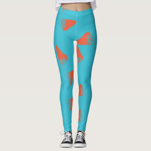 Leggings Patrón geométrico azul, naranja, vibrante y a la m