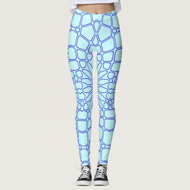 Leggings Patrón geométrico azul "Ratti_Creative_Arts" (Anverso)