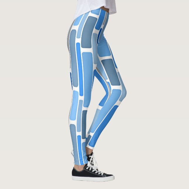 Leggings Patrón geométrico azul y gris, (Derecha)