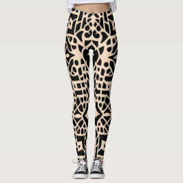 Leggings Patrón geométrico beige de Marruecos africano
