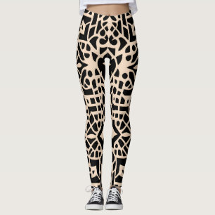 Leggings Patrón geométrico beige de Marruecos africano