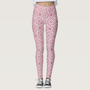 Leggings Patrón geométrico blanco y rosa sin costuras