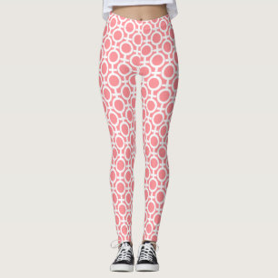 Leggings Patrón geométrico circular sobre rosa coral claro
