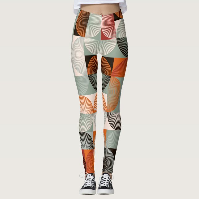 Leggings Patrón geométrico, colorido abstracto de mediados  (Anverso)