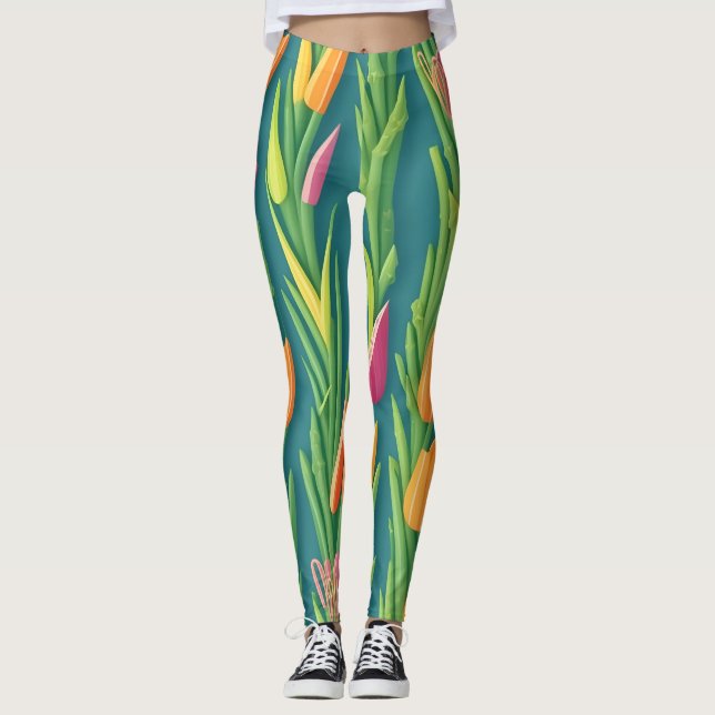 Leggings Patrón Geométrico Colorido Asparagus Personalizado (Anverso)