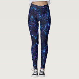Leggings Patrón geométrico continuo de ciberneón