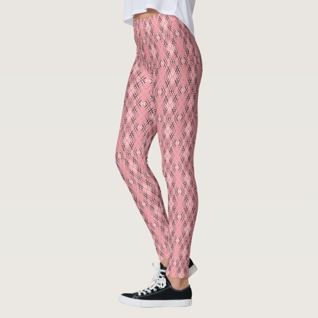 Leggings Patrón geométrico coral rombos retro (Izquierda)