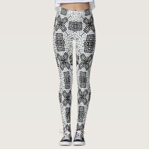 Leggings Patrón geométrico de apertura blanco y negro Anna