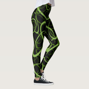 Leggings patrón geométrico de bucles interrelacionados verd