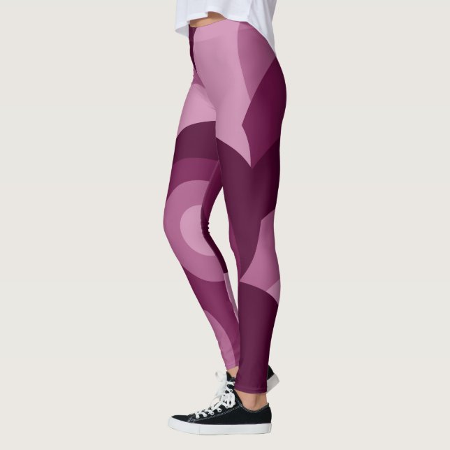 Leggings patrón geométrico de círculos púrpura rosa (Izquierda)