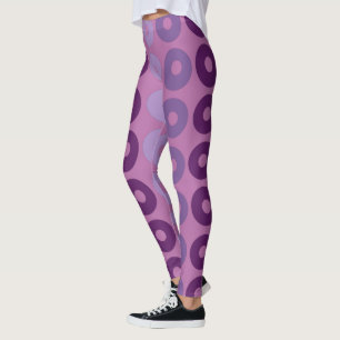 Leggings patrón geométrico de círculos rosa y púrpura