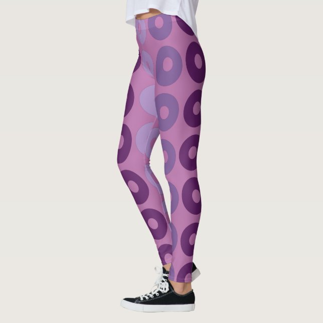 Leggings patrón geométrico de círculos rosa y púrpura (Izquierda)
