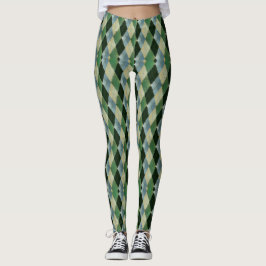 Leggings Patrón geométrico de color beige verde vintage St 