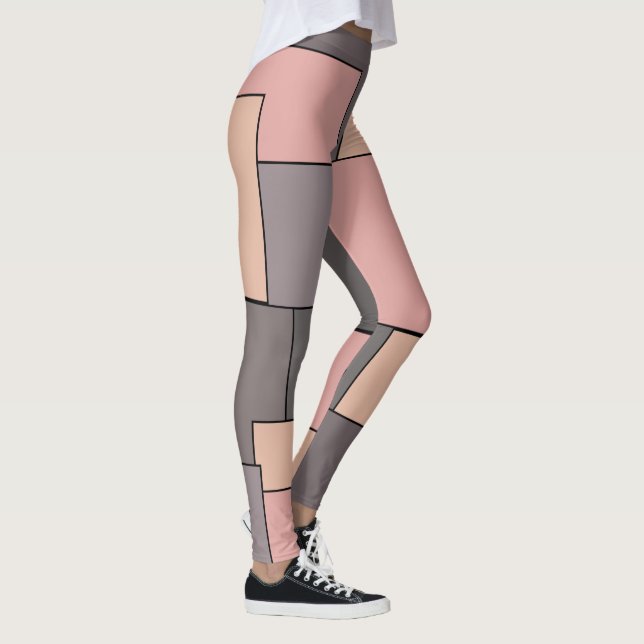 Leggings Patrón geométrico de color púrpura rosa (Derecha)