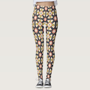 Leggings Patrón geométrico de estallido de estrella azul ma