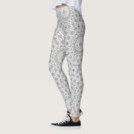 Leggings Patrón geométrico de Mandala gris