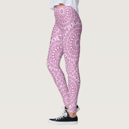 Leggings Patrón geométrico de Mandala magenta