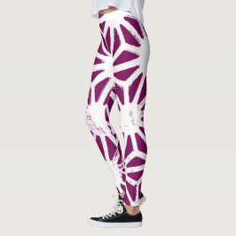 Leggings Patrón geométrico de mora y blanco