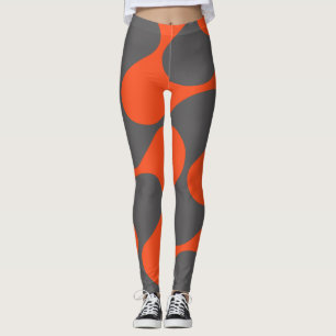 Leggings Patrón Geométrico De Resumen De Naranja Y Gris Mod