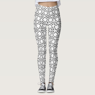 Leggings Patrón geométrico de triángulo en blanco y negro m