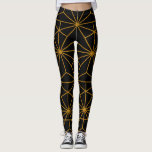 Leggings Patrón geométrico del arte del negro y el oro<br><div class="desc">¡Consigue un par de leggings de moda con un diseño original! Un estilo Art Deco un poco retro pero moderno,  negro y dorado.</div>