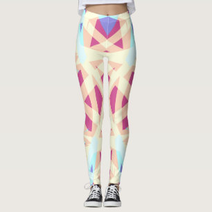 Leggings Patrón geométrico del resumen azul amarillo rosa p