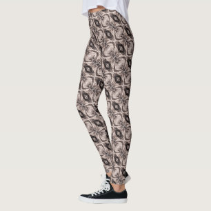 Leggings Patrón geométrico diagonal sepia con forma de ojo