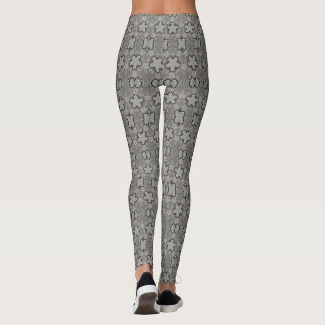 Leggings Patrón geométrico divertido con estrellas gris pla (Reverso)